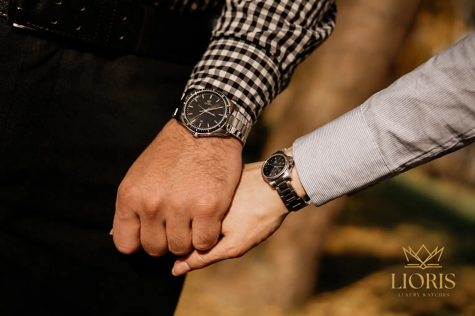 Man and Woman wearing Lioris watches